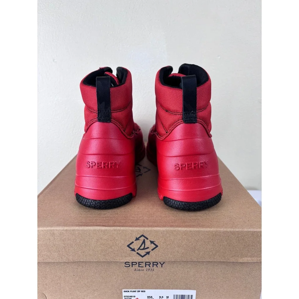 New Sperry Duck Float by Zip Waterproof Rain Snow Boots Men's 9.5 Women's 11 Red
